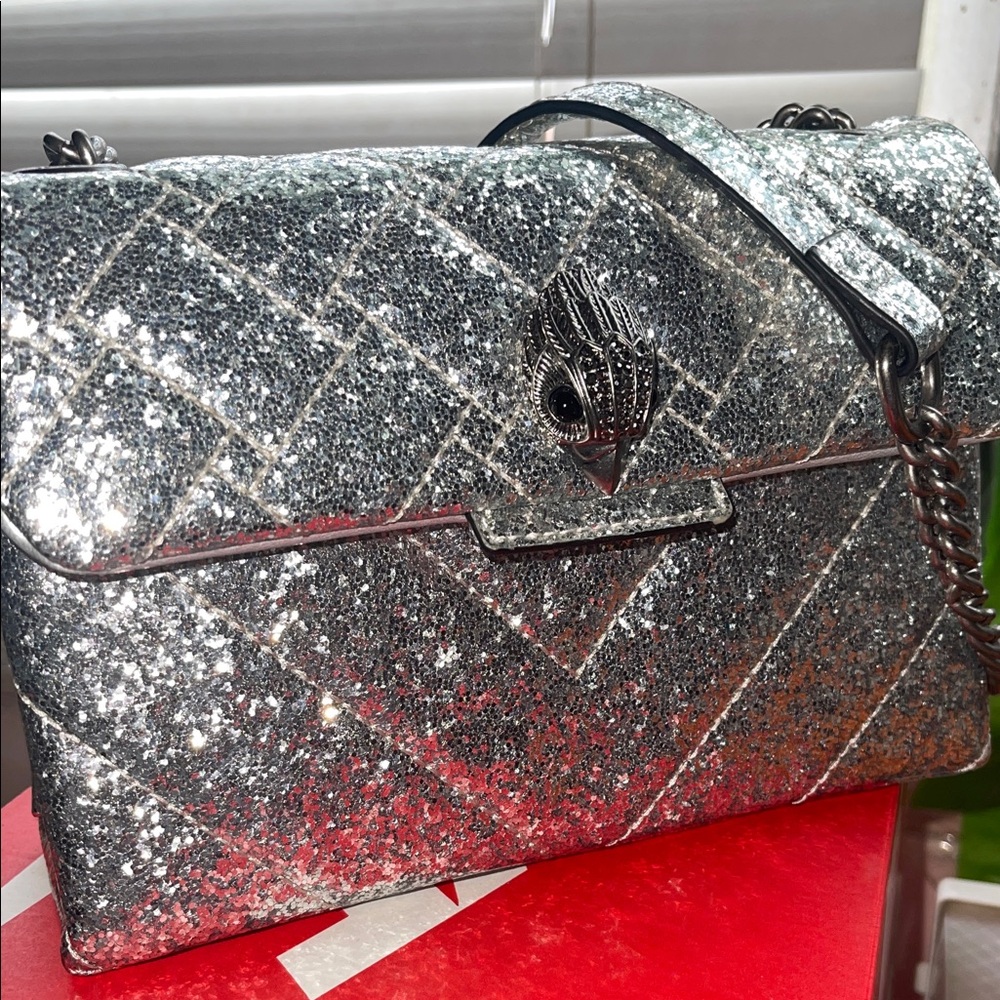 Kurt Geiger Silver Glitter small Women’s Bag